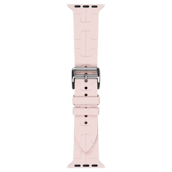 KNY Apple Watch Ultra 49 MM için Katman Desenli KRD-92 Renkli Silikon Kayış-Kordon Rose Gold