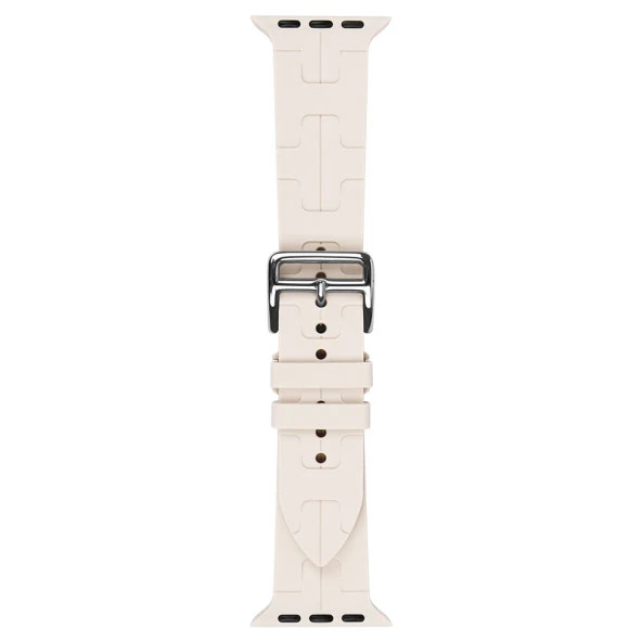 KNY Apple Watch 7 41 MM için Katman Desenli KRD-92 Renkli Silikon Kayış-Kordon Beyaz