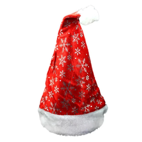 Yılbaşı Lüks Gümüş Simli Polar Noel Baba Şapkası