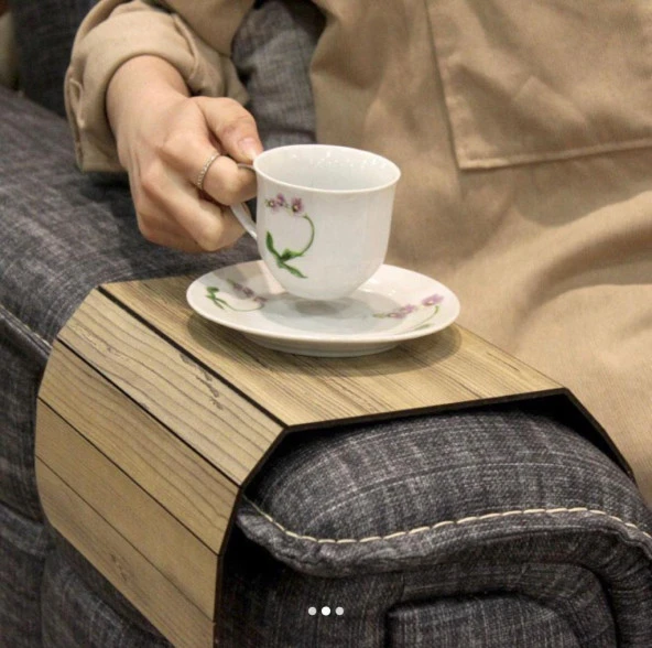 Katlanabilir Portatif Koltuk Yan Sehpa Koltuk Tepsisi Kolçak Sehpa - 4