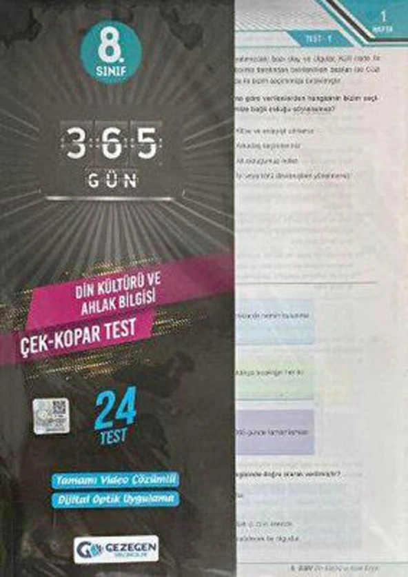 Gezegen 8.Sınıf Yeni Din Kültürü Çek Kopar Yaprak Test