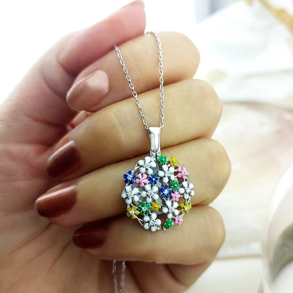 Vaoov 925 Ayar Gümüş Açılan İsimli Çiçek Kolye - Resim 4