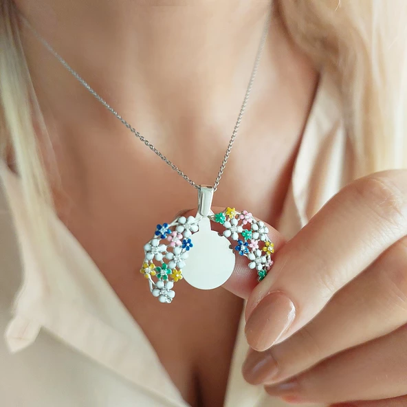 Vaoov 925 Ayar Gümüş Açılan İsimli Çiçek Kolye - Resim 2