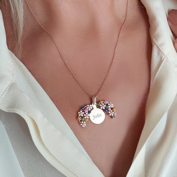 Vaoov 925 Ayar Gümüş Açılan İsimli Rose Çiçek Kolye ürün görseli