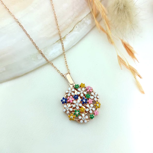 Vaoov 925 Ayar Gümüş Açılan İsimli Rose Çiçek Kolye - Resim 6