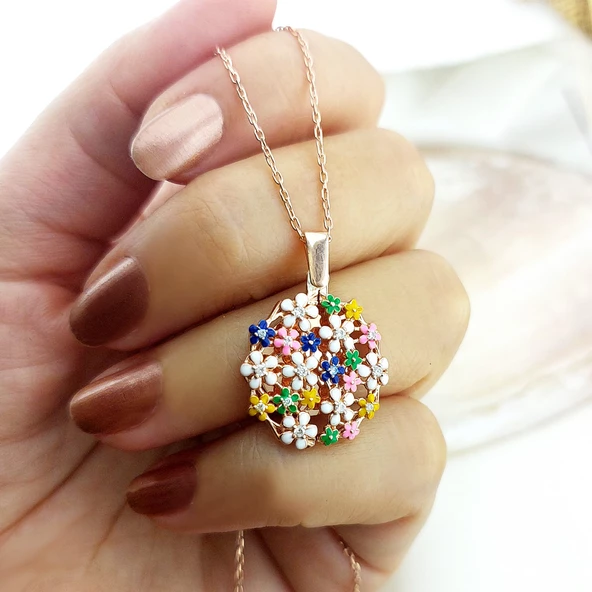 Vaoov 925 Ayar Gümüş Açılan İsimli Rose Çiçek Kolye - Resim 2