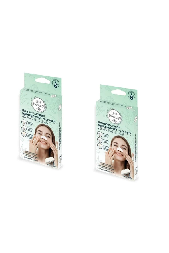 Siyah Nokta Karşıtı Burun Temizleme Bandı - Aloe Vera 6'lı X2 Adet