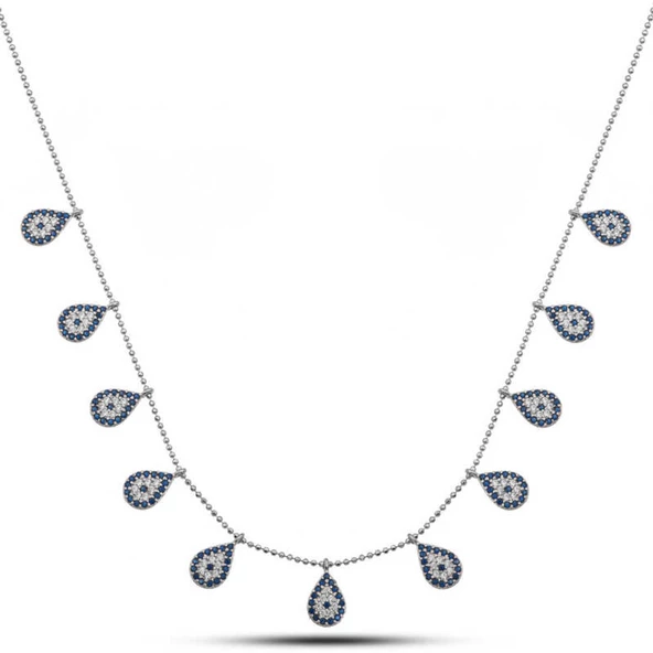 Lucky Life 925 Ayar Gumuss Damla Nazarlı Şans Lucky Life Kadın Kolye ürün görseli 1