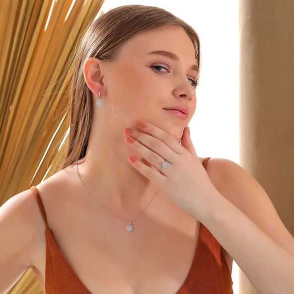 Lucky Life 925 Ayar Gumuss Zirkon Taşlı Çiçek Lucky Life Lucky Life Kadın Set - 2