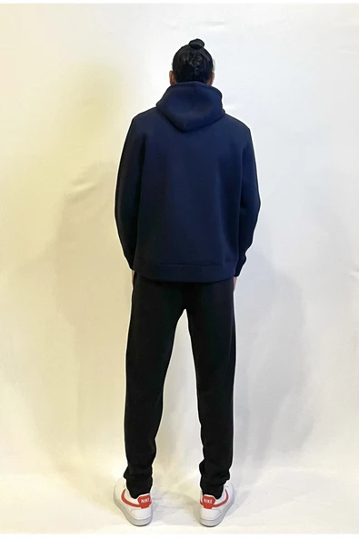 Erkek Kapşonlu Rahat Kalıp İçi Polarlı 3 iplik El Yazılı Brooklyn Baskılı SweatShırt spr24sw16 - 11