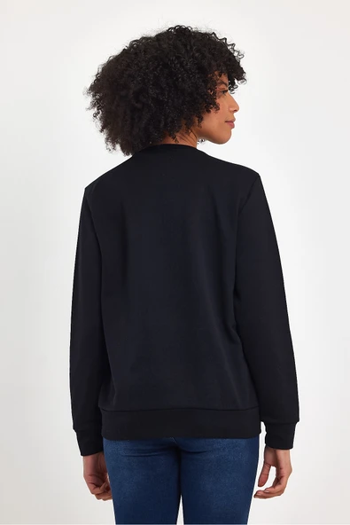 Kadın Bisiklet Yaka Rahat Kalıp İçi Polarlı 3 İplik Kalın N Baskılı Sweatshirt SPR24SWK25 - 6