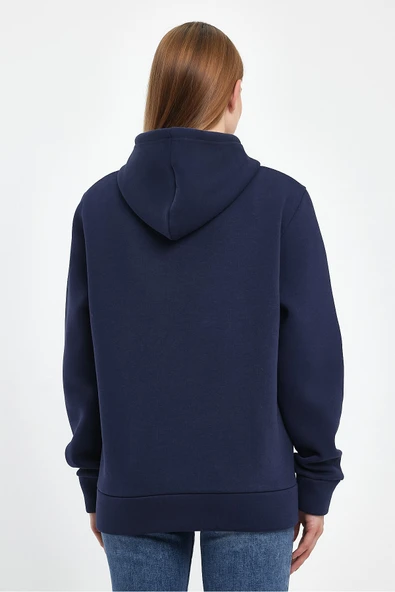 Kadın Kapşonlu Rahat Kalıp İçi Polarlı 3 iplik NYC Baskılı SweatShırt spr24swK09 - 10