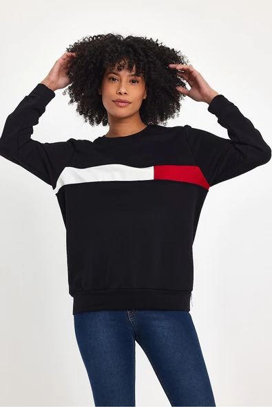 Kadın Bisiklet Yaka Rahat Kalıp 3 iplik Kalın Garnili Sweatshirt SPR24SWK35 - 2