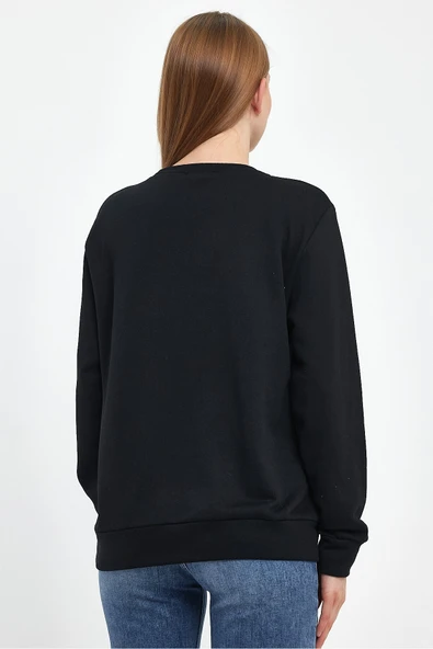 Kadın Bisiklet Yaka Rahat Kalıp 3 iplik Kalın W.Brooklyn Baskılı Sweatshirt SPR24SWK31 - 6