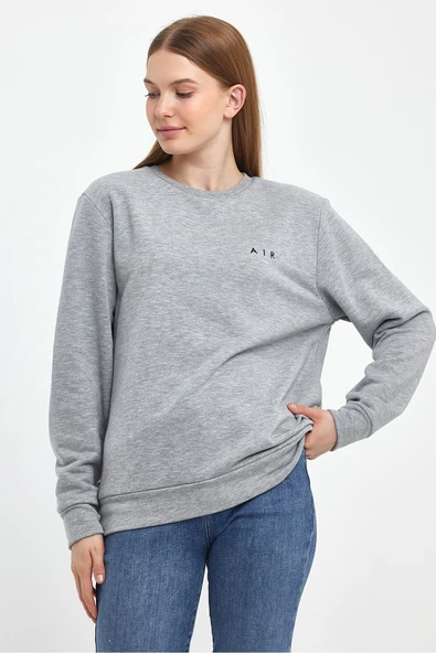 Kadın Bisiklet Yaka Rahat Kalıp 3 iplik Kalın AR Nakışlı Sweatshirt SPR24SWK33 - 8