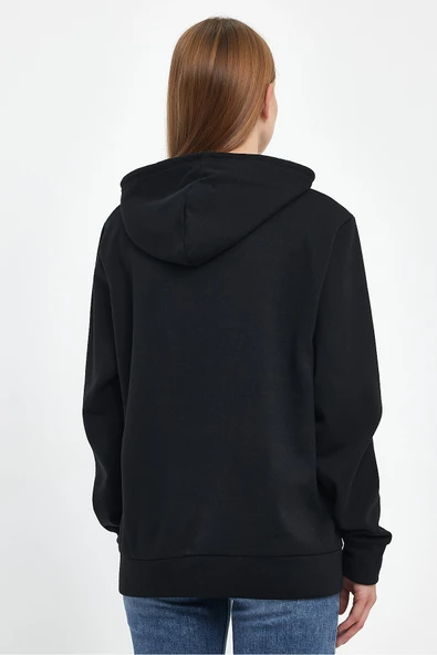 Kadın Kapşonlu Rahat Kalıp İçi Polarlı 3 iplik NYC Baskılı SweatShırt spr24swK09 - 5