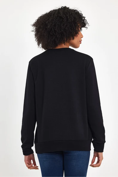 Kadın Bisiklet Yaka Rahat Kalıp 3 iplik Kalın Garnili Sweatshirt SPR24SWK35 - 8