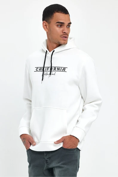 Süperlife Erkek Kapşonlu Rahat Kalıp İçi Polarlı 3 iplik Californıa Baskılı SweatShırt spr24sw11 - 9