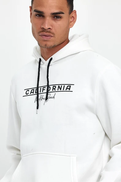 Süperlife Erkek Kapşonlu Rahat Kalıp İçi Polarlı 3 iplik Californıa Baskılı SweatShırt spr24sw11 - 11
