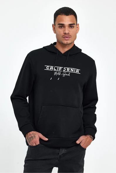 Süperlife Erkek Kapşonlu Rahat Kalıp İçi Polarlı 3 iplik Californıa Baskılı SweatShırt spr24sw11 - 3