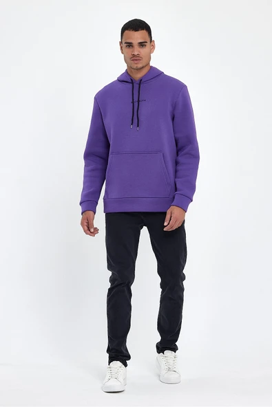 Erkek Kapş.Rahat Kalıp İçi Polarlı 3 iplik Orta Brooklyn Baskılı SweatShırt spr24sw13 ürün görseli 1