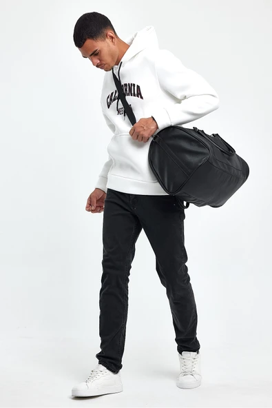 Erkek Kapşonlu Rahat Kalıp İçi Polarlı 3 iplik Californıa West Baskılı Swetashırt spr24sw08 - 8