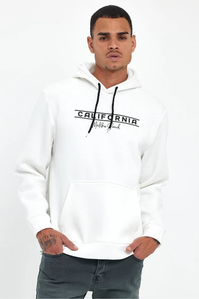 Süperlife Erkek Kapşonlu Rahat Kalıp İçi Polarlı 3 iplik Californıa Baskılı SweatShırt spr24sw11 - 10