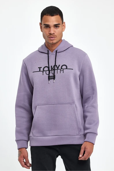 Kapşonlu Rahat Kalıp İçi Polarlı 3 iplik Tokyo Baskılı SweatShırt spr24sw12 - 9