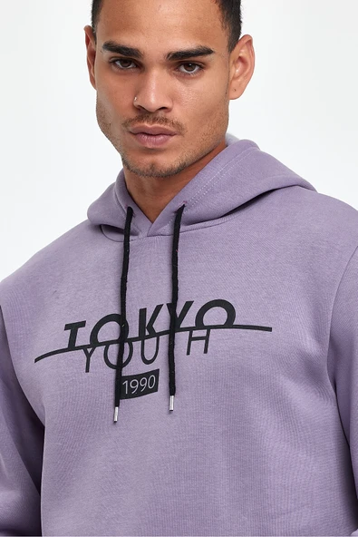 Kapşonlu Rahat Kalıp İçi Polarlı 3 iplik Tokyo Baskılı SweatShırt spr24sw12 - 10