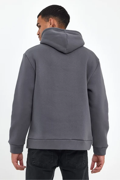 Kapşonlu Rahat Kalıp İçi Polarlı 3 iplik Tokyo Baskılı SweatShırt spr24sw12 - Resim 6