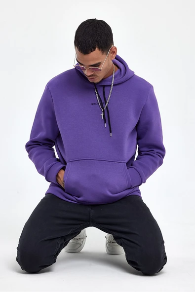 Erkek Kapş.Rahat Kalıp İçi Polarlı 3 iplik Orta Brooklyn Baskılı SweatShırt spr24sw13 - 5