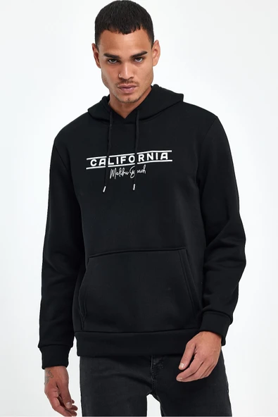 Süperlife Erkek Kapşonlu Rahat Kalıp İçi Polarlı 3 iplik Californıa Baskılı SweatShırt spr24sw11 - 5