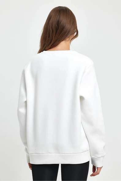 Kadın Bisiklet Yaka Rahat Kalıp İçi Polarlı 3 iplik San Francisco Baskılı Swetashırt Spr24swk27 - Resim 11