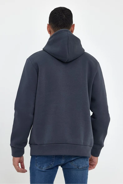 Erkek Kapşonlu Rahat Kalıp İçi Polarlı 3 iplik EL Yazılı Californıa Baskılı Swetashırt spr24sw03 - 7