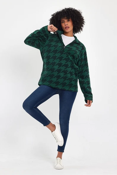 Süperlife Kadın  Rahat Kalıp Softech Polar Yarım Fermuarlı Sweatshırt spr24pwk20 - 6