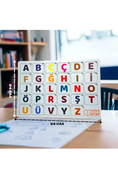 Eğitici Ahşap Montessori Renkli Alfabe Harfler Seti - 2
