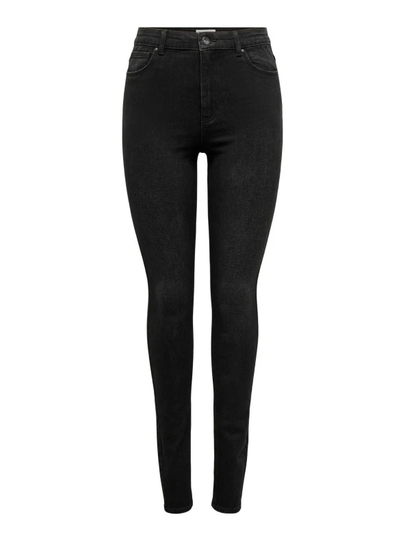 ONLY Bayan Dar Kesim Yüksek Bel Siyah Kot Pantolon 15309878 - Resim 6