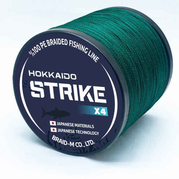 Hokkaido Strike Yeşil Renkli 4 Katlı 0.50-Mm 1000.-METRE 43.2.-Kg Çeker,ip,örgü,ipek Misina