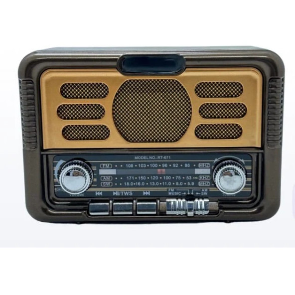 Everton RT-671 Orta Boy Solar Güneş Enerjili Bluetooth, Nostalji , FM/AM/SW 3 Band Radyo ,usb, sd ,Aux mp3 player - 4