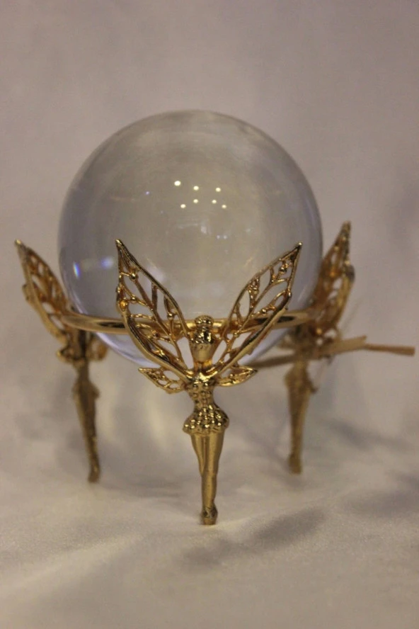 kristal Cam Küre Pirinç Peri objeli Gold - Resim 6