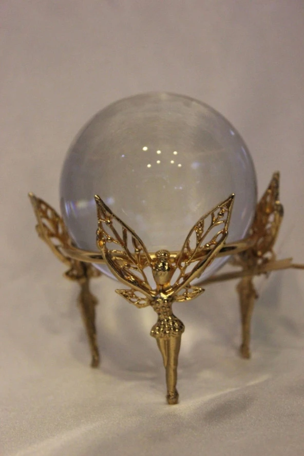 kristal Cam Küre Pirinç Peri objeli Gold - Resim 7