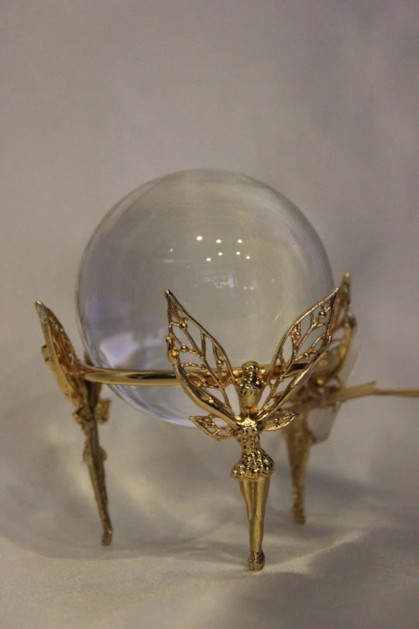kristal Cam Küre Pirinç Peri objeli Gold - Resim 12