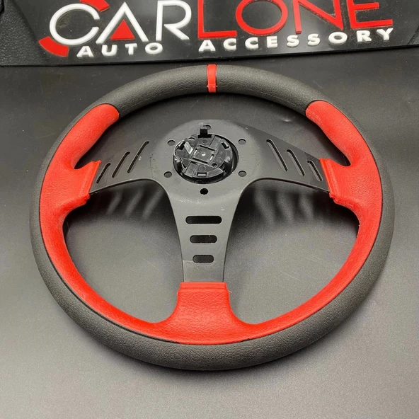 Momo Spor Yarış Direksiyonu 32cm Kırmızı Yüzük ve Detaylı-Yarıklı Model - 4