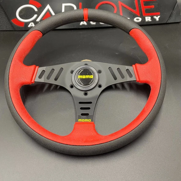 Momo Spor Yarış Direksiyonu 32cm Kırmızı Yüzük ve Detaylı-Yarıklı Model - 3