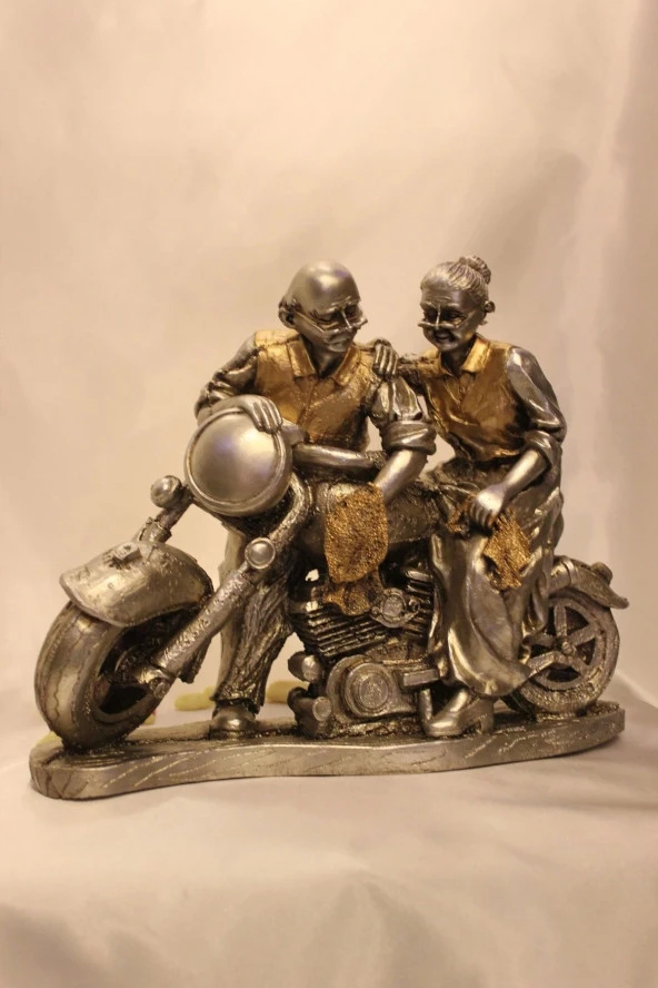 Motorlu İhtiyar Delikanlı Sevgili Çİft Gümüş ürün görseli