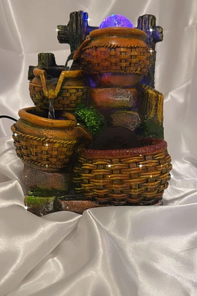 Su Şelalesi Doğa Sepet Feng Shui Akan Su Objesi Led Işık Lı - Resim 3