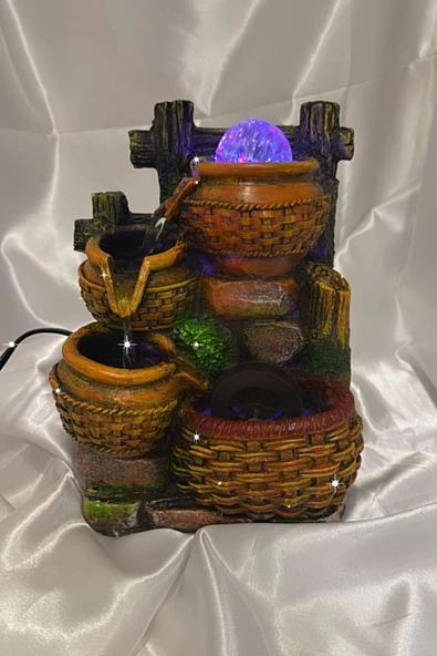 Su Şelalesi Doğa Sepet Feng Shui Akan Su Objesi Led Işık Lı - Resim 4