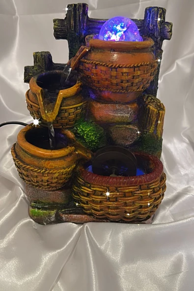 Su Şelalesi Doğa Sepet Feng Shui Akan Su Objesi Led Işık Lı - Resim 2