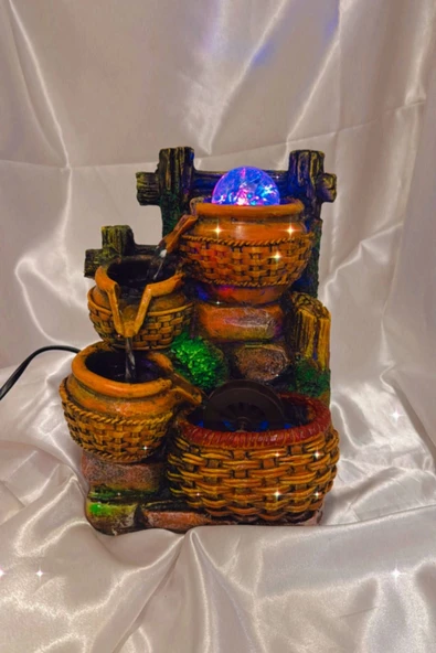 Su Şelalesi Doğa Sepet Feng Shui Akan Su Objesi Led Işık Lı - Resim 5