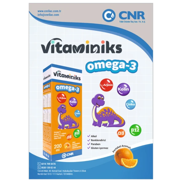 Vitaminiks Larjinin, Kolin, Magnezyum Çinko içeren balik yağı 200 ml - Resim 3